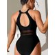 thumbnail image 2 of Traje de baño de una pieza de malla para mujer, traje de baño sexy con aberturas, monokini deportivo de cintura alta, traje de baño para mujer, traje de playa para surf 2024, 2 of 4