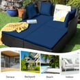 thumbnail image 4 of Gymax Rattan Patio Daybed Loveseat Sofa with Navy Cushions and Pillows, 4 of 10