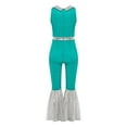 thumbnail image 4 of Haitryli Kids Girls Sequin Metallic Bell Bottom Jumpsuit Flare Pants Romper Sleeveless Disco Party Dance One Piece Green 10, 4 of 5