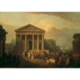 thumbnail image 2 of Vinzenz Fischer 18x14 Black Ornate Wood Framed Double Matted Museum Art Print Titled - Sacrifice in Front of a Roman Temple (1791), 2 of 5