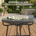 thumbnail image 4 of Outsunny Rattan Side Table w/ PE Rattan and Tempered Glass Top, Dark Grey, 4 of 10
