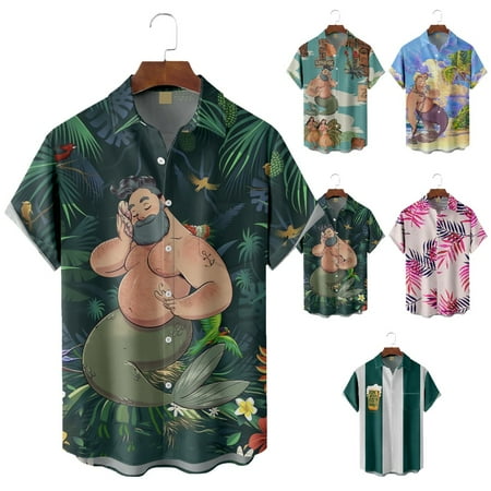 

Men s Women s Crewneck Button Down Shirts Tropical Holiday Bowling Shirts for Boys 5-14 Years