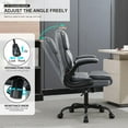 thumbnail image 5 of Mid Back Executive Leather Office Chair,Ergonomic Home Computer Desk Chair with Adjustable Flip-Up Arms,Conference Room Chairs with Rocking Function Grey, 5 of 7