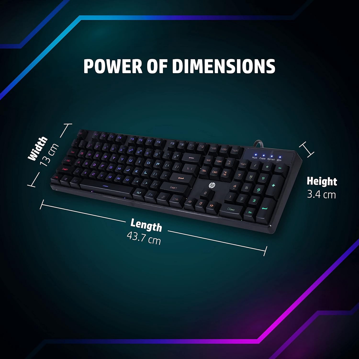 HP K300 Backlit Membrane Wired Gaming Keyboard with Mixed Color Lighting, 4 LED Indicators, Matte Finish Double Injection Key Caps and Windows Lock Key