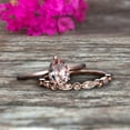 thumbnail image 3 of Morganite Engagement Ring Set Handmade Solid 10k Rose gold 1.50 Carat 8x5mm Pear Shape Gemstone Promise Ring Bridal Ring set Wow Sparkling, 3 of 5