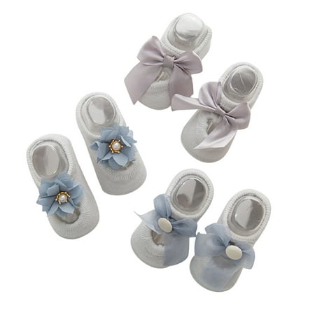 

Cartoon Cotton Socks Baby Girls Boys Anti-Slip Lace Bowknot Solid Floor Socks