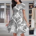 thumbnail image 2 of Paisley Bandana Pattern Women's Classic Swing Skater Dress Casual Work Party Cocktail Dresses, 2 of 6