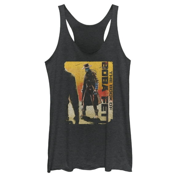Women's Star Wars: The Book of Boba Fett Cad Bane Outlaw Gun Slinger  Racerback Tank Top Black Heather Medium