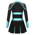 thumbnail image 2 of TSSOE Girls Cheer Leader Sequins Long Sleeve Dress Cheering Dancing Performing Team Competition Black&Blue Green 10, 2 of 5
