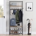 thumbnail image 4 of Coat Rack, Hall Tree with Bench and Shoe Storage, with 5 Hooks, 4 Tier Shoe Shelves, Freestanding Coat and Shoe Rack Entryway, 4-in-1 Wood Coat Stand, for Entryway, Hallway, Living Room, 4 of 8
