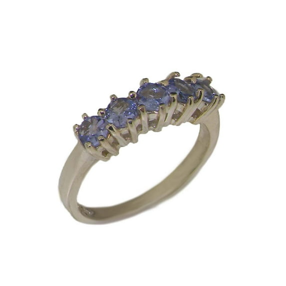 LBG British Made 14k White Gold Natural Tanzanite Womens Eternity Ring - 33 size options - Size 8.75
