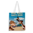 thumbnail image 1 of Daffy Duck Bolso de tela con estampado de lienzo para mujer, bolsa de compras reutilizable y estética, con cremallera interior, regalo para mujer,38*45cm., 1 of 6