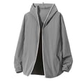 thumbnail image 5 of Mens UPF 50+ Sun Protection Jacket Hooded Long Sleeve Zipper Lightweight Quick Dry Windbreaker Fashion Athletic Top with Pockets Dark Gray 2 M, 5 of 6