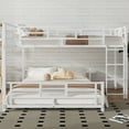 thumbnail image 3 of Bed Frames L-shaped Metal Twin over Full Size Bunk Bed, White,Adjustable Bed Base, 3 of 20