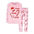 thumbnail image 2 of CUZIBR Kids Fall Outfits Christmas Snowsuit Cozy Layered Warm Embroidery Crewneck Pullover Top Elastic Waist Pants Home Casual Wear Two Piece Set Sweatsuit Clothing Sets,Pink,6-7 Years, 2 of 3