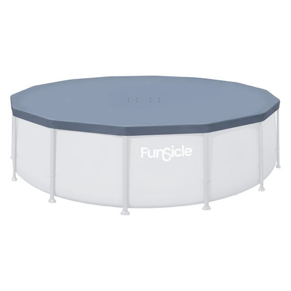 Open Box Funsicle 14ft Durable Round Pool Cover for Oasis & Activity Pools,Gray