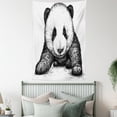 thumbnail image 4 of Panda Tapestry, Baby Panda Bear Illustration Sketch Style Artwork Asian Nature Wild Animals Theme, Wall Hanging for Bedroom Living Room Dorm Decor, 60W X 80L Inches, Black White, by Ambesonne, 4 of 5