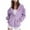 Purple, variant on DEXIANG 2024 Women's Autumn and Winter Fashion Cancer Day Ribbon Feather Print Zipper Long Sleeve Pocket Drawstring Casual Sports Hooded Sweatshirt Womens Sweatshirt Drawstring Long Hoodie Women