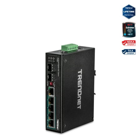 UPC: 0710931160581 | TRENDnet 6-Port Hardened Industrial Gigabit PoE+ Layer 2 Managed DIN-Rail Switch