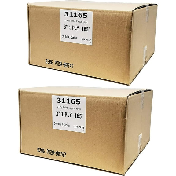 3 Inch 1-Ply x 165' Paper [100 Rolls - 2 Cases] - Bond Kitchen Printer Paper (55GSM) SP700 / ERC 30/34/38 Ribbon Required -BuyRegisterRolls