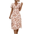 thumbnail image 2 of Robe d'Été pour Femmes 2024 Mode Grande Taille Décontractée à Manches Courtes Col en V Imprimée Robe Mi-Mollet Rabais de 50 % Liquidation!, 2 of 9