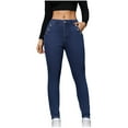 thumbnail image 2 of Women's Fleece Lined Wide Leg Jeans Stretchy Tummy Control Trendy Jeggings Denim Pants Winter Warm Trousers, 2 of 6