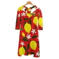 thumbnail image 6 of Red Background Lemon Floral Pattern Dress Summer Dresses Woman Street Style Big Size Casual Dress, 6 of 9