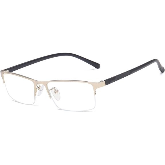 Anti Blue Light Glasses Metal Frames Rectangle Semi-Rimless Gaming Eye-glasses Clear Lens