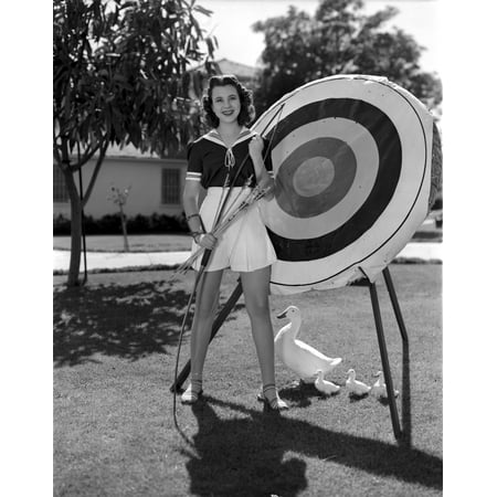 Jane Withers Posed in Black Short Sleeve Bodice and High Waist Short