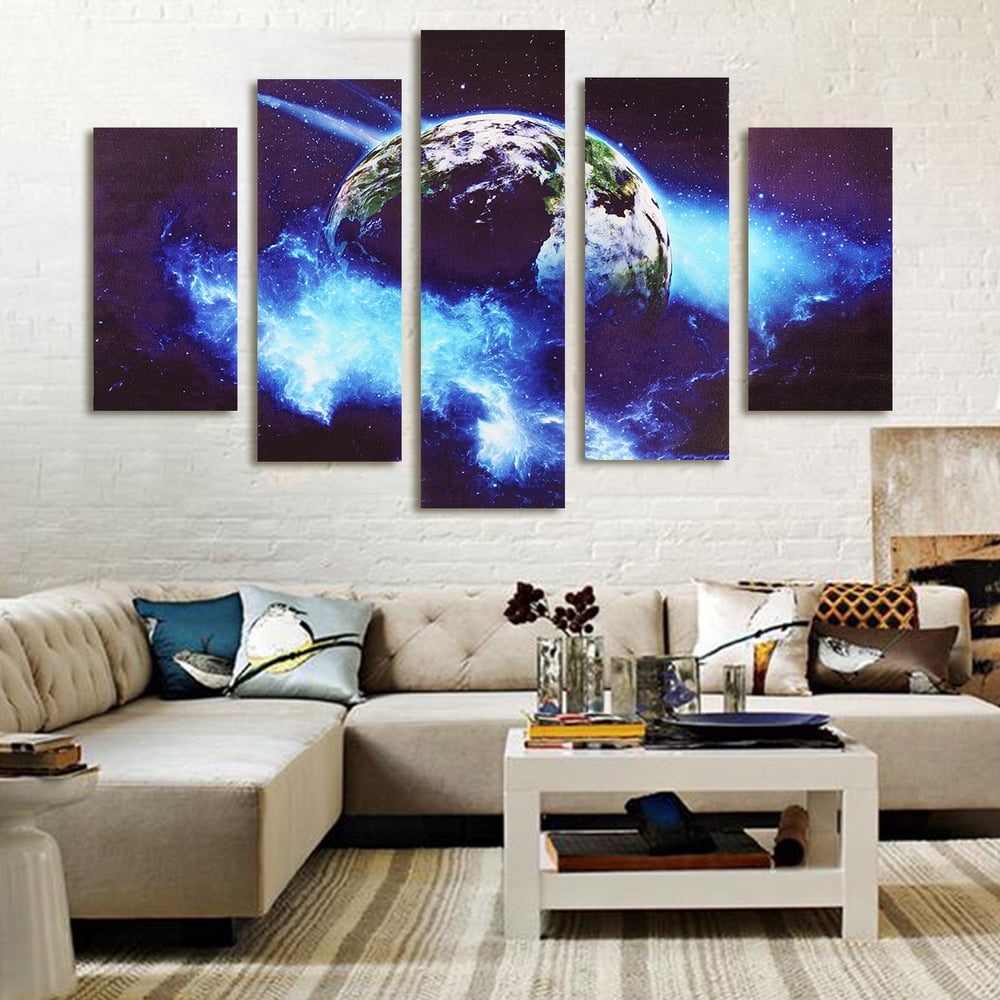 5Pcs Universe Space Art Frameless Canvas Prints Pictures Morden