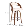 thumbnail image 4 of Benjara Mid Century Curved Back Swivel Counter Barstool, Cream, 4 of 5