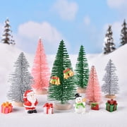 Opolski Mini Artificial Snowy Xmas Tree Pine Model Terrariums Micro Landscape Decoration