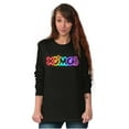 thumbnail image 4 of XOMG POP Rainbow Neon Glow Sign Logo Women's Long Sleeve T Shirt Brisco Brands S, 4 of 6