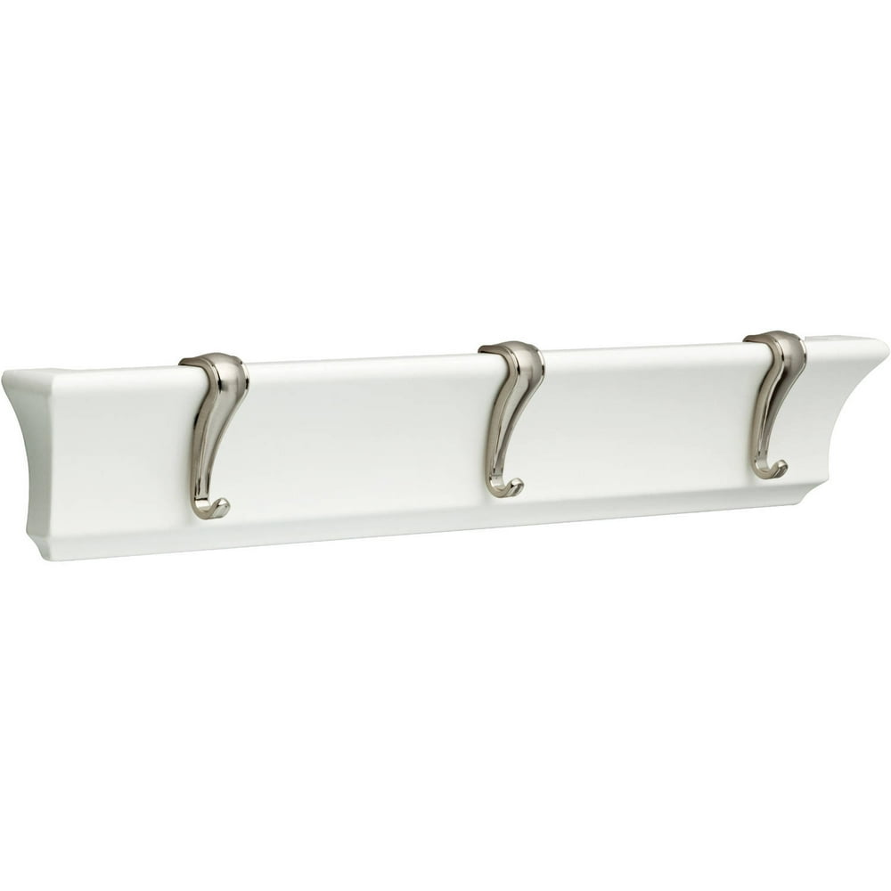 Liberty 18" Picture Ledge Hook Rail, Flat White and Satin Nickel