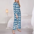 thumbnail image 3 of Goofa Ocean on Striped Printed Women’s 2 Piece Pajama Set Super,Pajamas Women's Long Sleeve Sleepwear Soft Button Down Loungewear Pjs Lounge Set Nightwear-Medium, 3 of 9