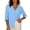 Blue, variant on Women's V Neck 3/4 Sleeve Button Doen Blouse Crinkle Textured Loose Tunic Shirt Business Casual Commute Top for Daily Vacation Wear White