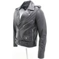 thumbnail image 2 of Men's Black Brando Leather Biker Jacket Abc, 2 of 5