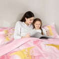 thumbnail image 5 of Homewish Pink Initial Letter H Queen Comforter Set, Romantic Anniversary Rose Bedding Sets, Modern Fashion Marble Reversible Bedding Comforter Set, Super Cozy Room Decor, 3-Piece, 5 of 8