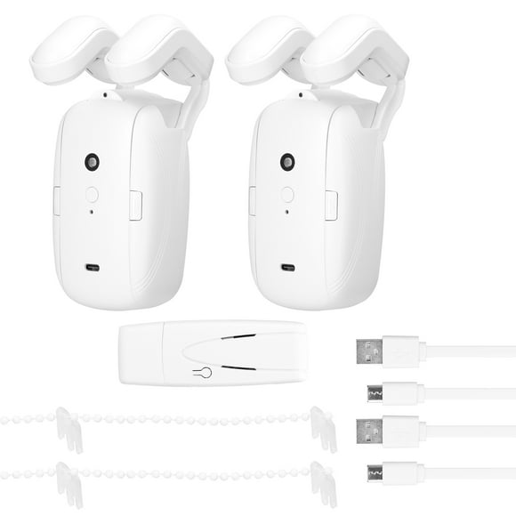 yeacher Smart WiFi Curtain Motor with Alexa & Google Assistant Support, Auto Open/Close, Light & Temperature Sensor, Timer Control, Remote/Manual Operation, White (Built-in Battery, Roman Rod