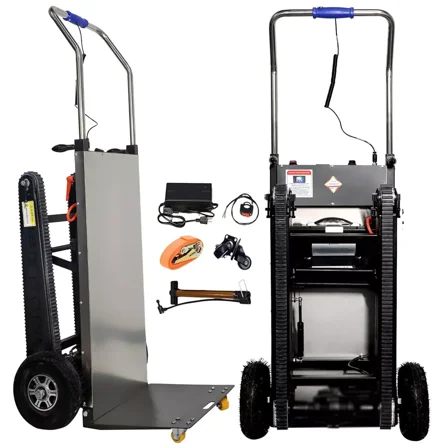 RXFSP 661LBS Capacity Heavy-Duty Electric Stair Climber Hand Truck Dolly, 500W High-Power Motor with Anti-Slip Rubber Treads for Moving