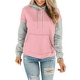 thumbnail image 4 of MeetoTime Women's Color Block Hoodie Fall Fleece Long Sleeve Crew Neck Oversized Hooded Sweatshirt Pullover Tops, 4 of 6