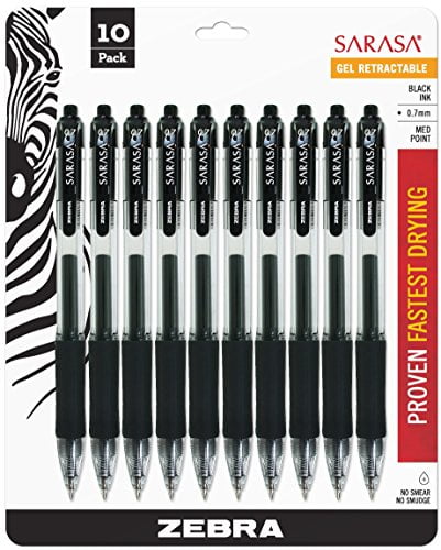 /"Zebra Sarasa Retractable Gel Ink Pens Pack of 12 Medium Point 0.7mm Blue Ink
