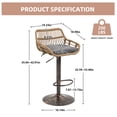 thumbnail image 2 of Homefun Rattan Bar Stools Set of 2 Adjustable Height 360 Swivel Low Back Stools with Footrest Breathable Linen Cushions, 2 of 7