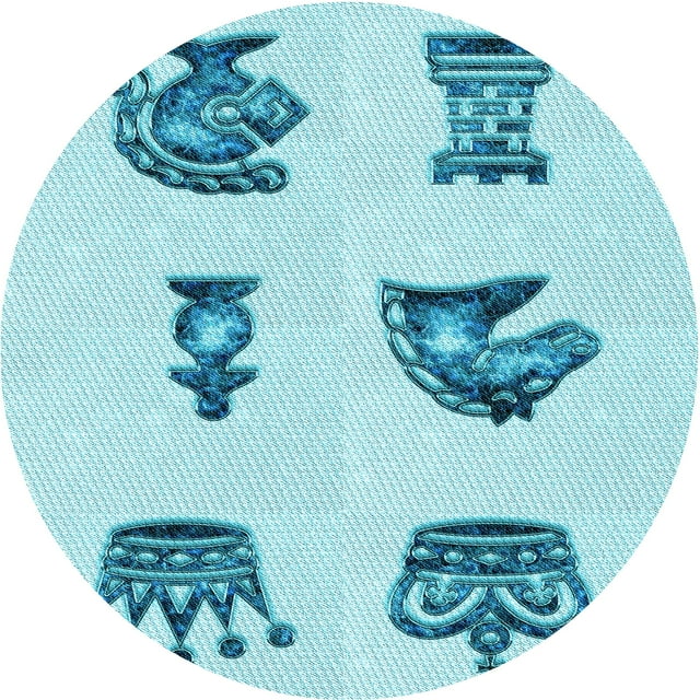 Ahgly Company Tapis d'Intérieur Lavables en Machine, Ronds Électriques Bleus de Transition, Ronds de 4'
