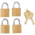 thumbnail image 1 of Candado Master Lock Latón Macizo 3/4 Pulgadas Llaves Iguales Paquete de 4, 1 of 8