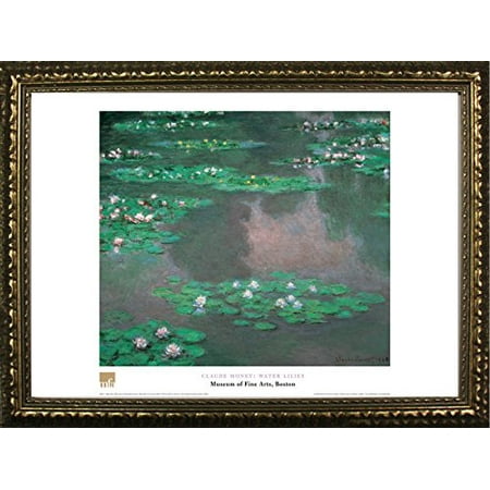 Famous Flower - buyartforless FRAMED Water Lilies by Claude Monet 20x28 Art Print Poster Famous Painting Pond Still Life Water Flower Plant From Museum of Fine Arts Boston Collection