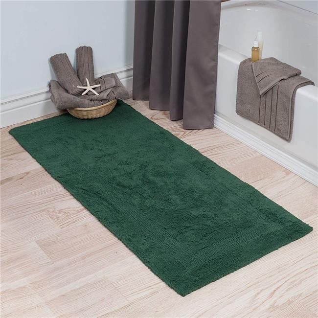 Bedford Home 67A01653 100 Percent Cotton Reversible Long Bath Rug Green 24 x 60 in