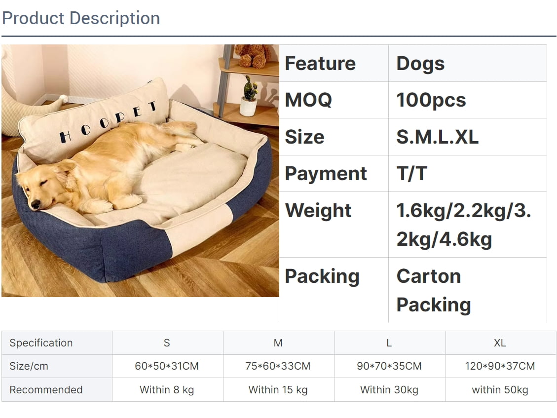 Dog Bed for Large Medium Small Dogs Soft Washable Pet Bed Orthopedic Dog Sofa Bed Breathable Rectangle Sleeping Bed Up To 110LB