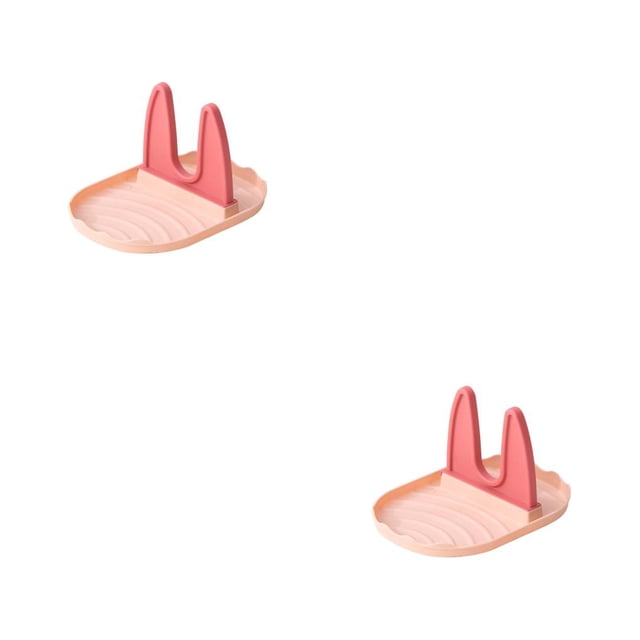 Kearding Soporte para tapa de olla Organización reutilizable Espátula Estante Lavable Cubierta desmontable Utensilios de cocina Contador rosa naranja 2piezas