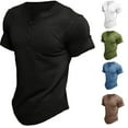 thumbnail image 2 of XBASW Mens Henley Shirts Summer Casual T Shirts Cotton Short Sleeve Tees Solid Color T-Shirt Tops S -2XL, 2 of 9